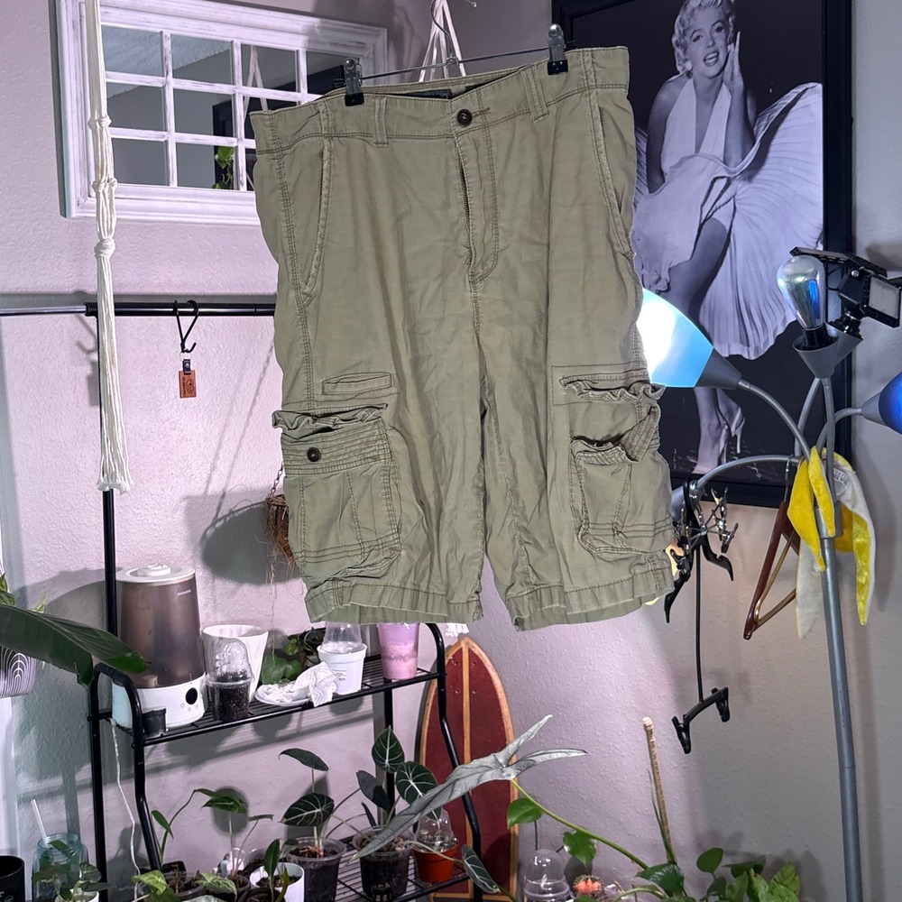 BKE Jordan Athletic Fit Khaki Cargo Shorts Mens 36 Tan Cotton B6709‎ Utility